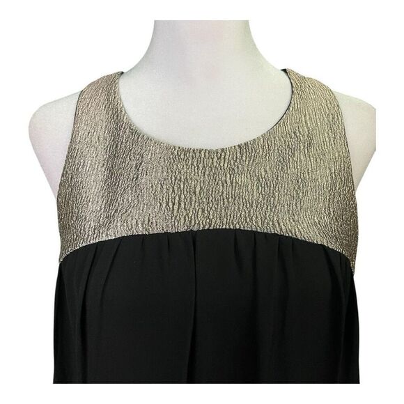 Needle & Thread Black Sleeveless Flowy Hi-low Holiday Party Dress Gold Bodice Ne - Picture 2 of 6